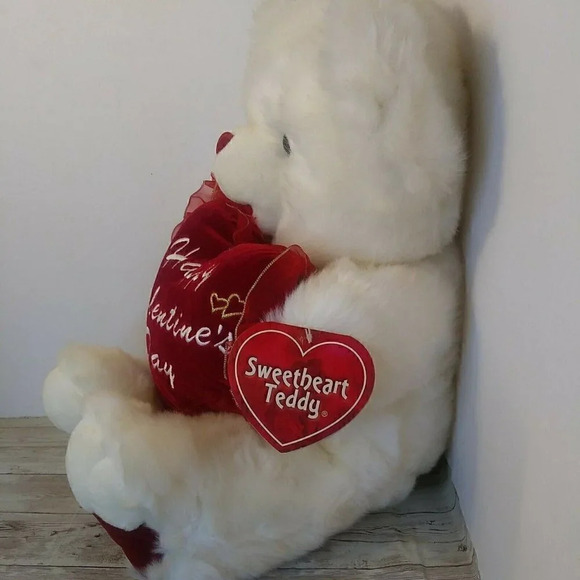 DAN DEE 2006 Happy Valentine's Day 20" plush SWEETHEART TEDDY white heart - Picture 4 of 10